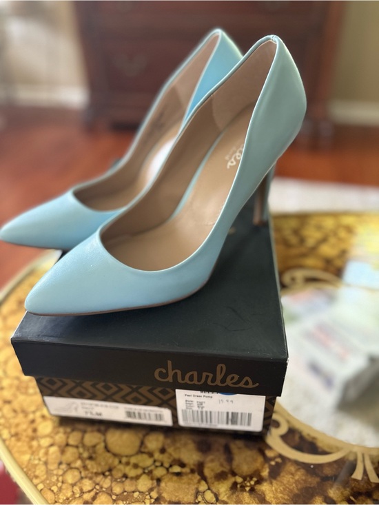 Charles David Shoes - Charles David Powder Blue Pointed-Toe Leather Pumps